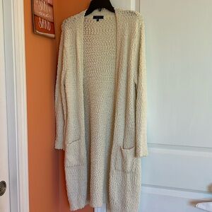 Long cream popcorn cardigan